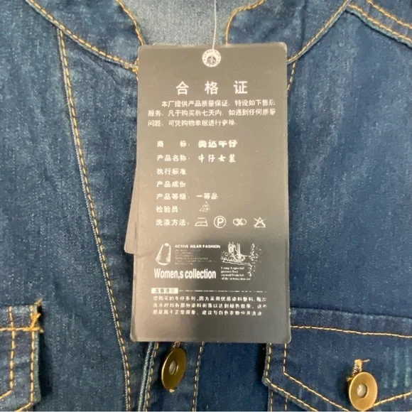 Mida denim mini dress lightweight distressed blue jeans button up closure small - Picture 9 of 16